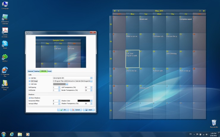 Powerful, flexible and free desktop calendar